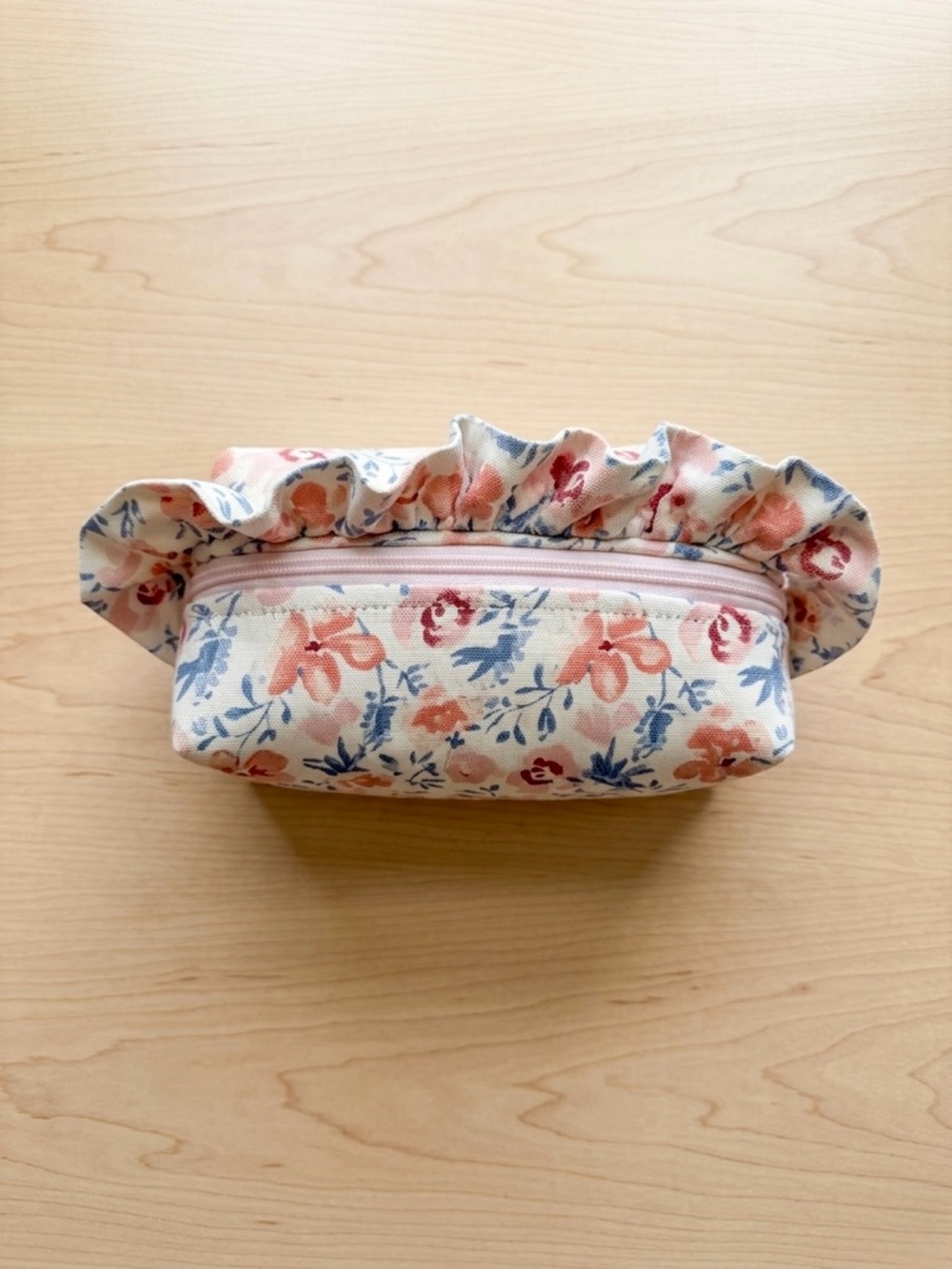 Floral Ruffle Cosmetic Pouch - Picture 2 of 3